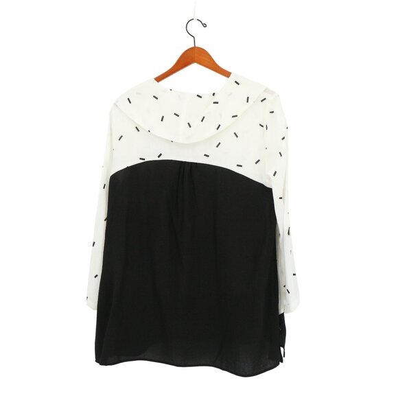 Ali Miles Ivory Black Printed Asymmetrical Hem Tunic Top L - Picture 4 of 4